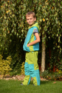Softshellové kalhoty dětské tyrkys se zelenou