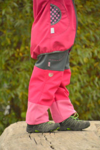 Softshellové kalhoty dětské trojbarevné růžovo-šedé