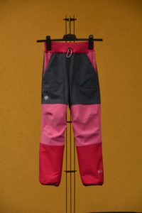 Softshellové kalhoty dětské trojbarevné šedo-růžové
