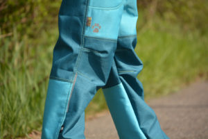 Softshellové kalhoty dětské tyrkys s petrolejovou