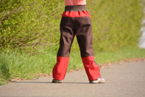 Softshellové kalhoty dětské červená s hnědou