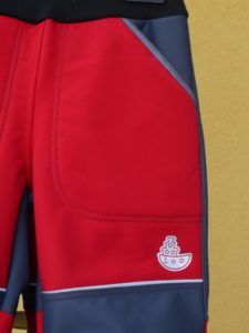 Softshellové kalhoty dětské červené s antracitovou
