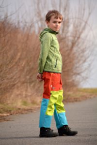 Softshellové kalhoty dětské tyrkys/limetka/oranžová