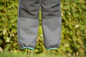 Softshellové kalhoty dětské žíhaný tyrkys s šedočernou
