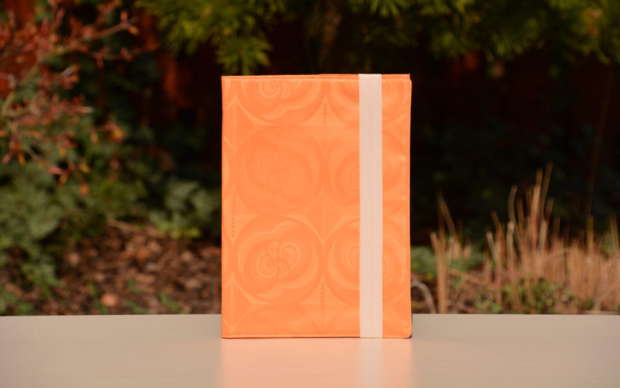 Obal na diář, knihu oranžový se vzorem